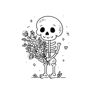 Cartoon Skeleton Bouquet Vinyl Car Decal Sticker – Waterproof & UV-Resistant 8"