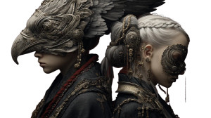 Silver-Haired Twin Models Vinyl Car Decal Sticker – Waterproof & UV-Resistant 8"