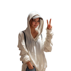Japanese Woman Victory Sign Vinyl Car Decal Sticker – Waterproof & UV-Resistant 8"