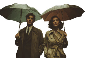 Vintage Umbrella Couple Vinyl Car Decal Sticker – Waterproof & UV-Resistant 8"