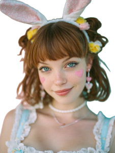 Pastel Bunny Woman Vinyl Car Decal Sticker – Waterproof & UV-Resistant 8"