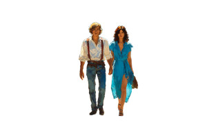 Sunlit Couple Walk Vinyl Car Decal Sticker – Waterproof & UV-Resistant 8"