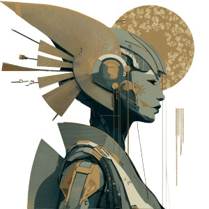 Mecha Geisha Vinyl Car Decal Sticker – Waterproof & UV-Resistant 8"