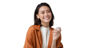 Cheerful Asian Woman V2 Vinyl Car Decal Sticker – Waterproof & UV-Resistant 8"