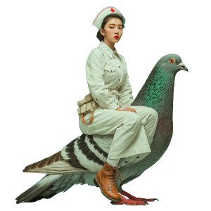 Nurse On Pigeon Vinyl Car Decal Sticker – Waterproof & UV-Resistant 8"