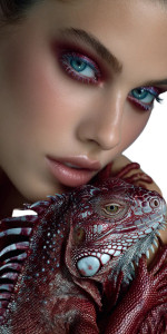 Rainbow-Eyed Woman & Eguana Vinyl Car Decal Sticker – Waterproof & UV-Resistant 8" Rainbow-Eyed Woman & Eguana Vinyl Car Decal Sticker – Waterproof & UV-Resistant 8"