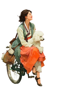 Graceful Hanbok Ride Vinyl Car Decal Sticker – Waterproof & UV-Resistant 8"