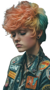 Punk Rainbow Girl Vinyl Car Decal Sticker – Waterproof & UV-Resistant 8"