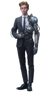 Young Corporate Cyborg Vinyl Car Decal Sticker – Waterproof & UV-Resistant 8"