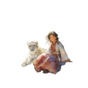 Tibetan Girl And Leopard Vinyl Car Decal Sticker – Waterproof & UV-Resistant 8"