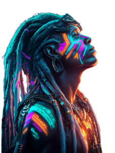 Futuristic Shaman Vinyl Car Decal Sticker – Waterproof & UV-Resistant 8"