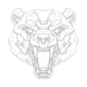 Robotic Grizzly Head Vinyl Car Decal Sticker – Waterproof & UV-Resistant 8"