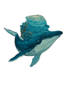 Ornate Whale Artwork Vinyl Car Decal Sticker – Waterproof & UV-Resistant 8"