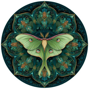 Luna Moth Mandala Vinyl Car Decal Sticker – Waterproof & UV-Resistant 8"