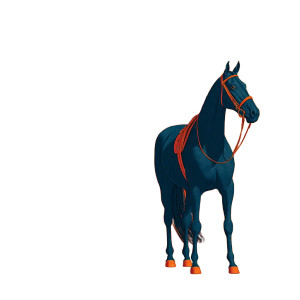 Stylized Navy Horse Vinyl Car Decal Sticker – Waterproof & UV-Resistant 8"
