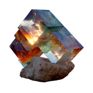 Glowing Desert Crystal Vinyl Car Decal Sticker – Waterproof & UV-Resistant 8"
