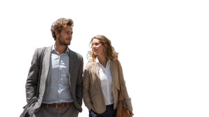 Young Businesspeople Talking Vinyl Car Decal Sticker – Waterproof & UV-Resistant 8"