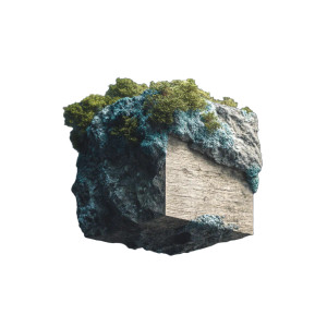 Futuristic Mossy Rock Vinyl Car Decal Sticker – Waterproof & UV-Resistant 8"