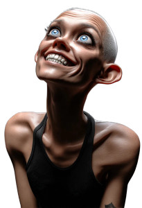 Skinny Bald Girl Vinyl Car Decal Sticker – Waterproof & UV-Resistant 8"