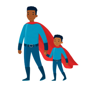 Superhero Father-Son Duo Vinyl Car Decal Sticker – Waterproof & UV-Resistant 8"