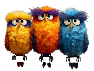 Colorful Cartoon Birds V5 Vinyl Car Decal Sticker – Waterproof & UV-Resistant 8"