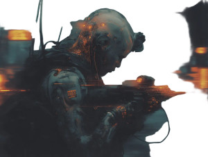 Futuristic Biotech Soldier Vinyl Car Decal Sticker – Waterproof & UV-Resistant 8"