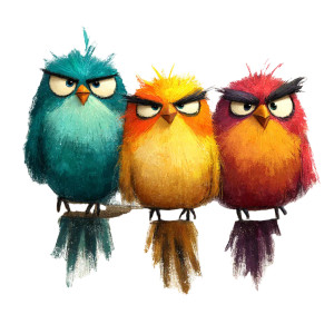 Colorful Cartoon Birds V6 Vinyl Car Decal Sticker – Waterproof & UV-Resistant 8"