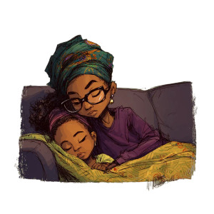 Sleeping Mother And Daughter V2 Vinyl Car Decal Sticker – Waterproof & UV-Resistant 8"