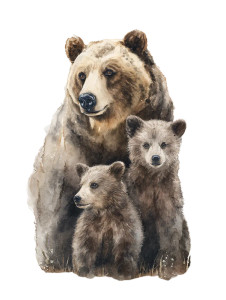 Mother Bear Cubs Vinyl Car Decal Sticker – Waterproof & UV-Resistant 8"