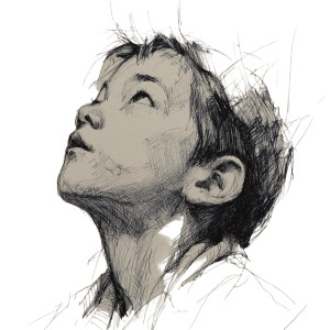 Asian Boy Sketch Vinyl Car Decal Sticker – Waterproof & UV-Resistant 8"