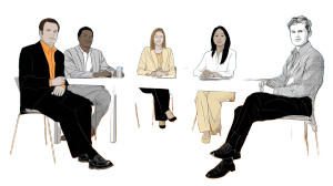 Business Professionals Meeting V4 Vinyl Car Decal Sticker – Waterproof & UV-Resistant 8"