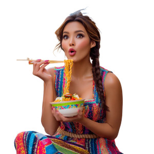 Peruvian Woman Eating Vinyl Car Decal Sticker – Waterproof & UV-Resistant 8"