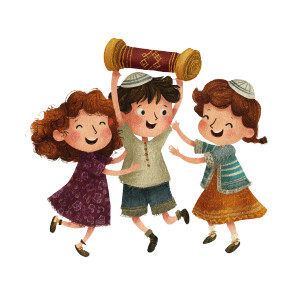 Children Dancing With Scrolls Vinyl Car Decal Sticker – Waterproof & UV-Resistant 8"