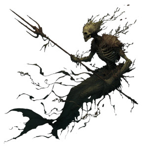 Skeletal Merman Vinyl Car Decal Sticker – Waterproof & UV-Resistant 8"