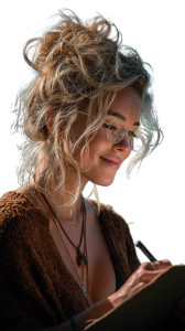 Blonde Artist Smiling Vinyl Car Decal Sticker – Waterproof & UV-Resistant 8"