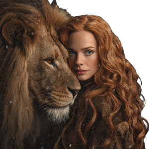 Confident Woman With Lion V2 Vinyl Car Decal Sticker – Waterproof & UV-Resistant 8"