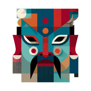 Childlike Peking Mask Vinyl Car Decal Sticker – Waterproof & UV-Resistant 8"