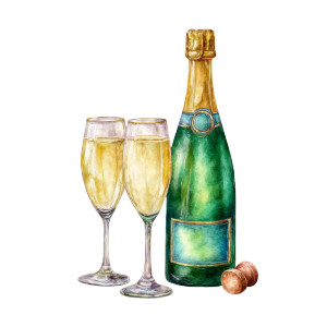 Luxury Champagne Set Vinyl Car Decal Sticker – Waterproof & UV-Resistant 8"