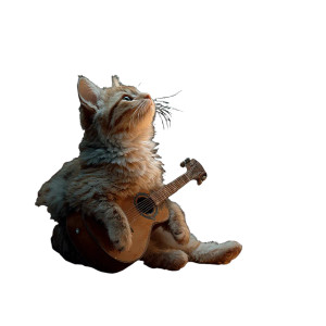 Guitar-Playing Kitten Vinyl Car Decal Sticker – Waterproof & UV-Resistant 8"