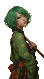 Green-Haired Warrior V6 Vinyl Car Decal Sticker – Waterproof & UV-Resistant 8"