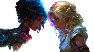 Angelic Lightsaber Duel Vinyl Car Decal Sticker – Waterproof & UV-Resistant 8"