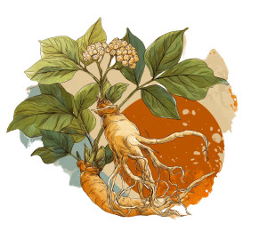 Ginseng Illustration Vinyl Car Decal Sticker – Waterproof & UV-Resistant 8"