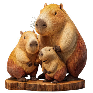 Capybara Wood Sculpture Vinyl Car Decal Sticker – Waterproof & UV-Resistant 8"