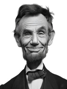 Smiling Lincoln Caricature Vinyl Car Decal Sticker – Waterproof & UV-Resistant 8"