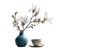 Blooming Magnolia Vase Vinyl Car Decal Sticker – Waterproof & UV-Resistant 8"