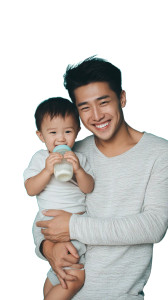 Asian Dad Feeding Toddler Vinyl Car Decal Sticker – Waterproof & UV-Resistant 8"