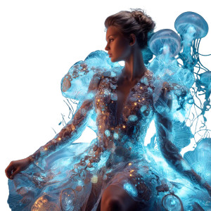 Luminous Jellyfish Dress Vinyl Car Decal Sticker – Waterproof & UV-Resistant 8"