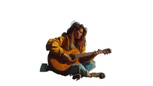 Girl Playing Guitar V3 Vinyl Car Decal Sticker – Waterproof & UV-Resistant 8"