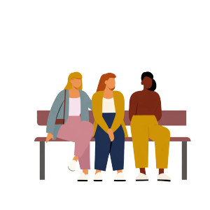 Diverse Women Sitting Vinyl Car Decal Sticker – Waterproof & UV-Resistant 8"