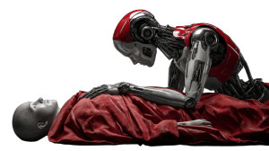 Sad Robot Mourning Vinyl Car Decal Sticker – Waterproof & UV-Resistant 